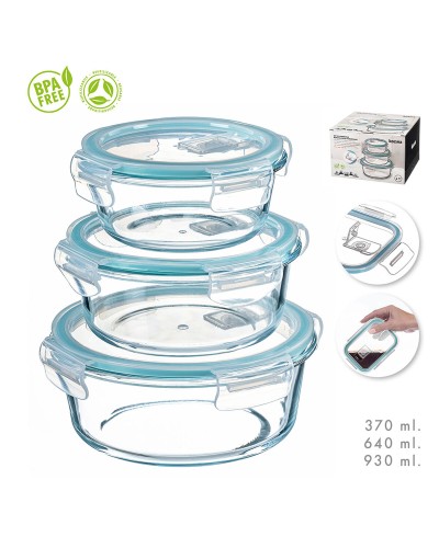 Kozina Round Stackable Airtight Food Storage Containers | Set of 3 | Food Preservation
