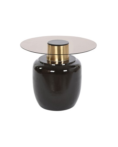 Mesa Consola DKD Home Decor, Negro Dorado, 59 x 59 x 46 cm, Metal y Cristal
