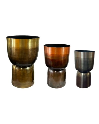 Floreros de Metal Gris Cobre Dorado Home ESPRIT - 40x40x62 cm
