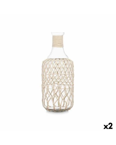 Dekorative Flasche aus transparentem, weißem Glas 19x48cm (2er-Set)
