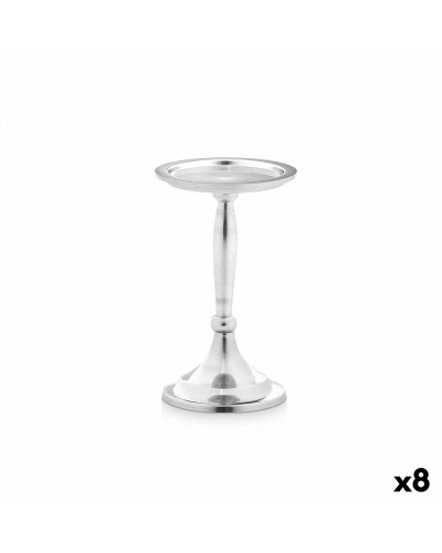 Bougeoir en Aluminium Argenté (8 Unités) | 10 x 17 x 8,5 cm
