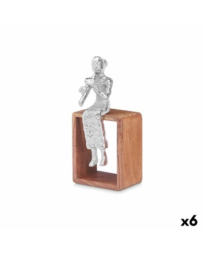 Prydnadsfigur Blockflöjt Silvrig Trä Metall 13 x 27 x 13 cm