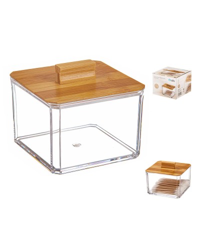 Organizador de maquillaje Ballete Bambú | Solución para ahorrar espacio en cosméticos | 9,5 x 9,5 x 8 cm
