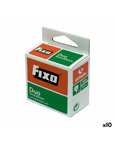 Fixo Ruban Adhésif Double Face Haute Performance, 30 mm x 5 m, Lot de 10
