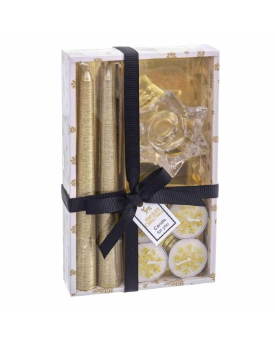 Ronde kroonluchter met standaard Kerstmis Gouden Kristal Paraffine 21,7 x 13,3 x 3,8 cm