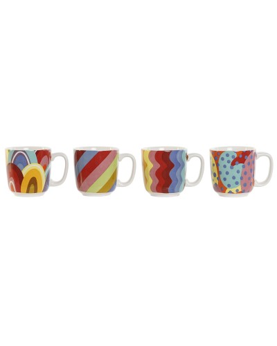 Tazze da Caffè DKD Home Decor, 180 ml, Multicolore Corallo, Bambù e Dolomite, Stile Moderno