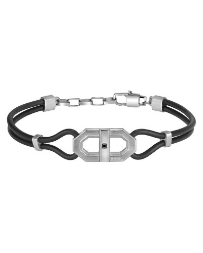 Breil Bracciale Uomo Acciaio Inox Maglia Milano Nero - Stile Casual
