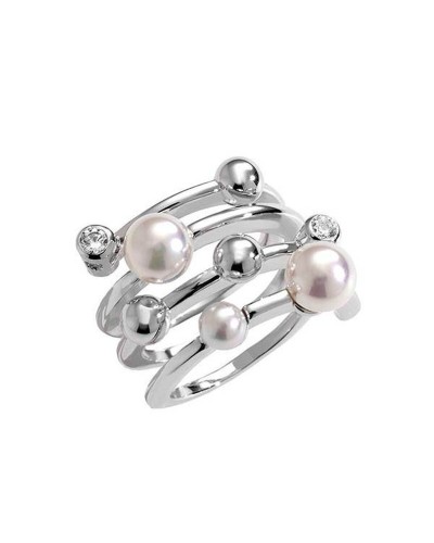 Majorica Bague Femme Argent 925 et Perle Classique - Idée Cadeau Élégante
