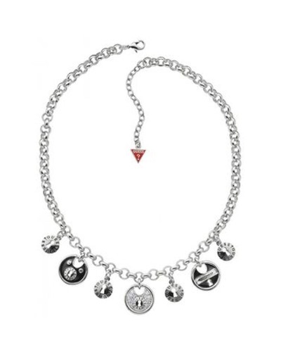 Guess Damen Halskette UBN71213 Silber, Anhänger mit Logo - Elegantes Accessoire
