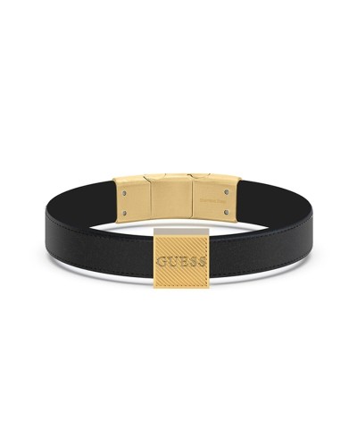 Guess Pulsera Hombre JUMB03031JWYGBKT-U Acero Dorado Negro Logo
