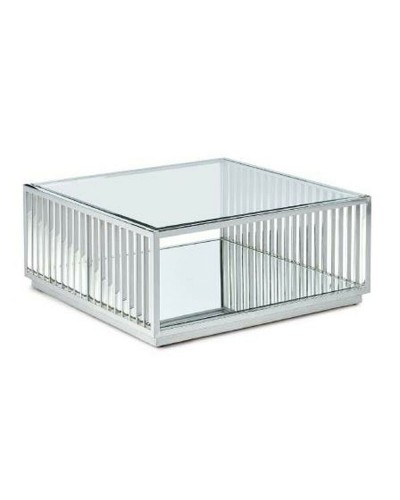 DKD Home Decor Couchtisch Quadratisch 100x100cm, Verspiegelter Stahl Silberfarben
