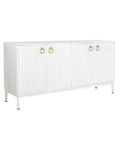 Credenza DKD Decor: Metallo Bianco, Legno di Mango, 152x40x77 cm, Robusta e Spaziosa