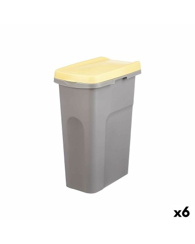 Gelber Grauer Abfalleimer Stefanplast 25L (6 Stück) | Praktisch für Abfall und Recycling
