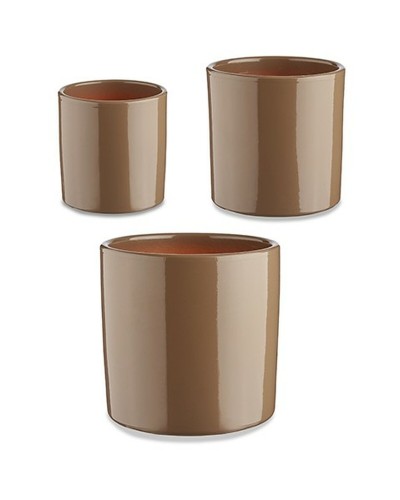 Taupe Cylindrical Vase Set (14 cm, 17 cm, 22 cm)
