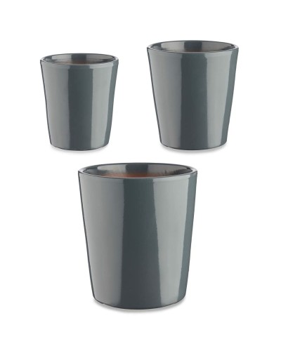 Juego de Jarrones Cónicos Antracita (14cm, 17cm, 22cm) para Decoración de Interiores
