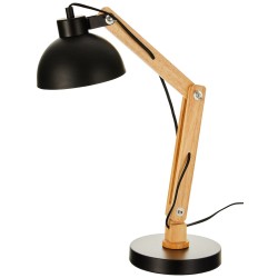 Lampe de Bureau EDM Flexo Noir Bois Métal | 16 cm Ø x 53 cm
