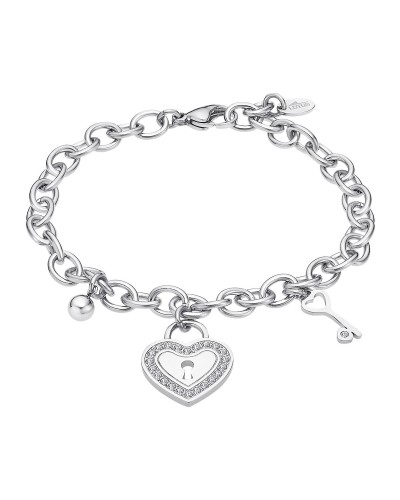 Lotus Style Women's Bracelet Silver Steel LS2188/2 Heart Charm Crystals
