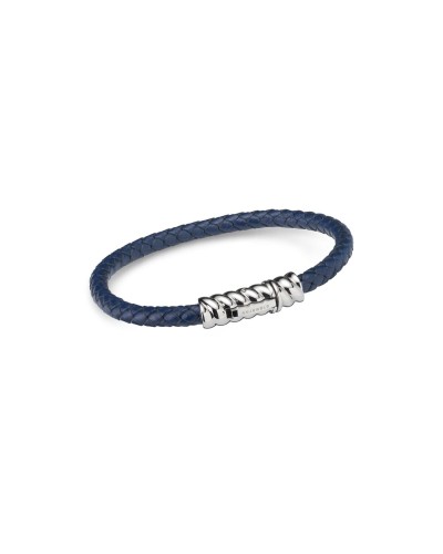 AN Jewels Herrenarmband Blaues geflochtenes Leder Edelstahl - Elegant
