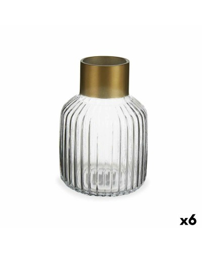 Goldfarbene transparente Glasvase, 6 Stück, 14,5 x 22 x 14,5 cm
