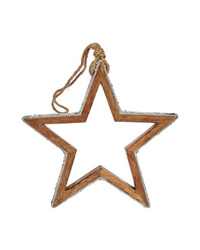 Décoration de Noël Étoile Scintillante - 23 x 2,5 x 40 cm - Argent - En Bois
