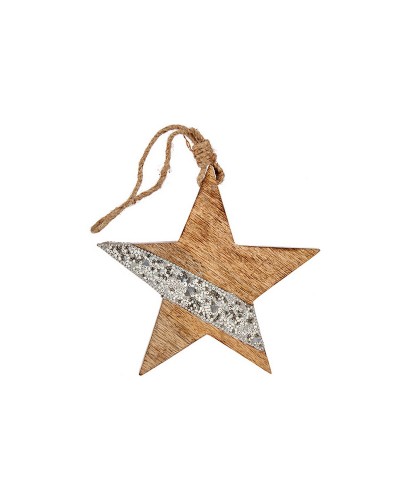 Weihnachtsstern aus Holz, silberfarben (17 x 2,5 x 34 cm) - Weihnachtsbaumschmuck
