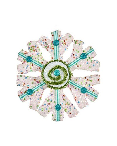 Kerstversiering Blauw Sneeuwvlokken 17 x 6 x 17 cm Wit Groen