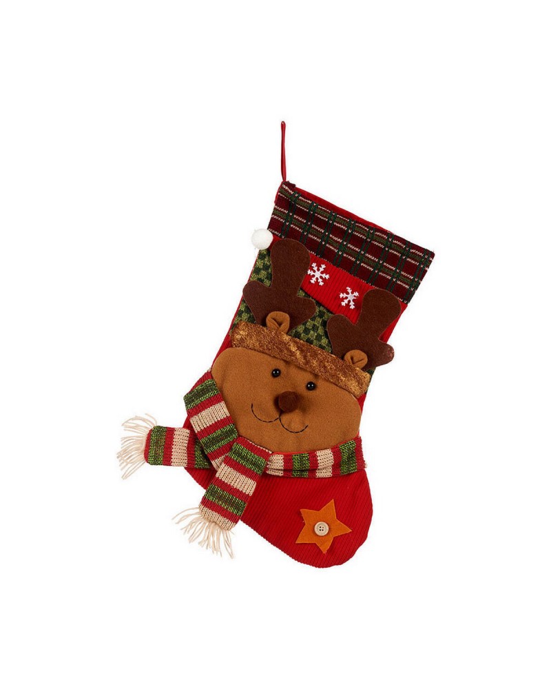 Christmas Stocking Bear 32 x 43 x 5,5 cm Red Brown Green