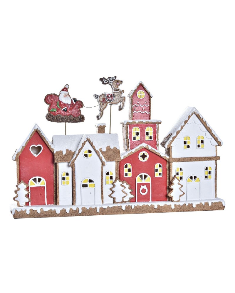 Christmas bauble DKD Home Decor House White Red Resin 41 x 7,5 x 27 cm