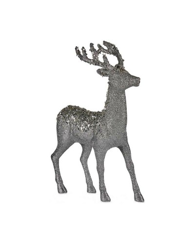 Decoratie Medium Rendier 15 x 45 x 30 cm Zilverkleurig Wit Plastic