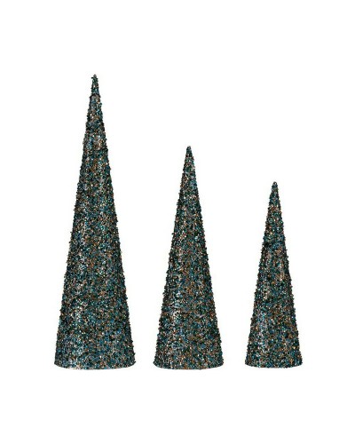 Weihnachtsdekoration Zapfen Pailletten Azurblau Gold, Kunststoff für Weihnachtsbaum
