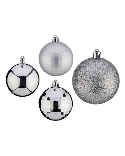 Kerstballen Ø 7 cm 50 Stuks PVC Zilverkleurig