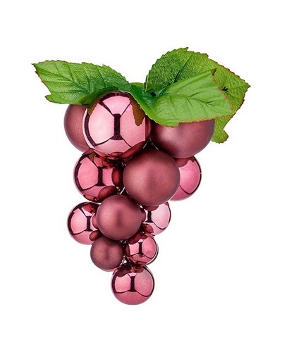 Bola de Navidad Uva en Plástico Rosa para Árbol - 14 x 14 x 25 cm
