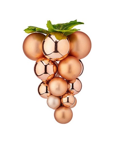 Boules de Noël en cuivre en plastique de 18 cm (lot de 24), décorations pour sapin avec finition cuivrée.
