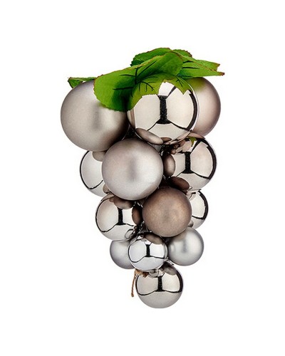 Silver Grape Christmas Bauble - Decorative Plastic, 14x14x25cm
