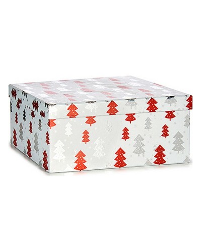 Ensemble de Boîtes Cadeaux Sapin de Noël - Rouge, Argent, Blanc - Carton - Décorations de Noël
