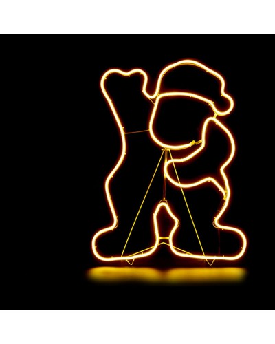 Père Noël Jaune en Métal et Plastique : Décoration Festive d'Intérieur, Dimensions 39 x 14 x 51 cm
