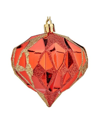 Kerstballen Diamant Ø 8 cm 6 Stuks Rood Plastic