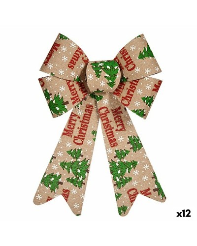 Nœud de Noël Joyeux Noël Multicolore en PVC - 16 x 24 x 4 cm (Lot de 12)
