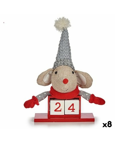 Dekorative Kalenderstatue Mickey Mouse Rot und Grau aus Holz (8 Einheiten), 20 x 11 x 20 cm
