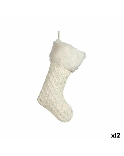 Kerstversiering Kerstsok Wit 28 x 4 x 46 cm (12 Stuks)