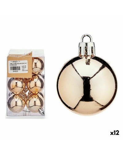 Set mit 12 Weihnachtskugeln aus PVC Bronze, Durchmesser 4 cm
