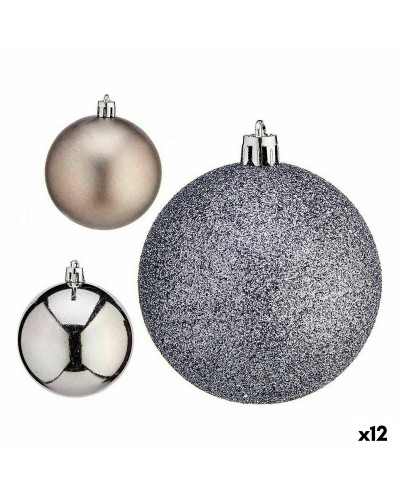 Palline di Natale Argentate in Plastica Ø 7cm - Set da 12