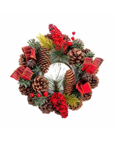 Advent wreathe Red Multicolour PVC Pineapples 22 x 22 x 10 cm
