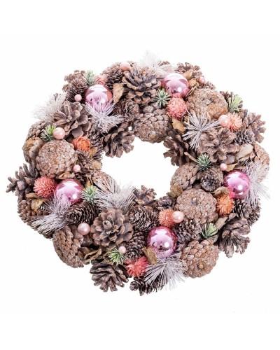 Advent wreathe White Pink Plastic Foam 34 x 34 x 8,5 cm