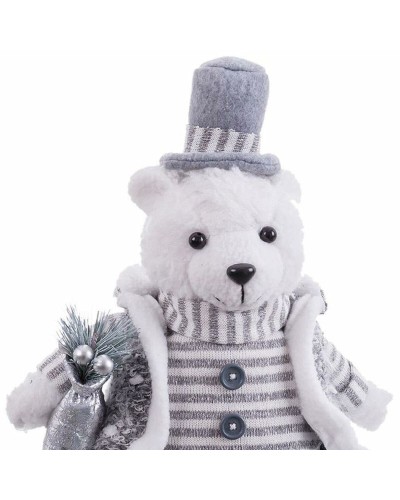 Christmas bauble White Grey Sand Fabric Polar bear 10 x 13 x 28 cm