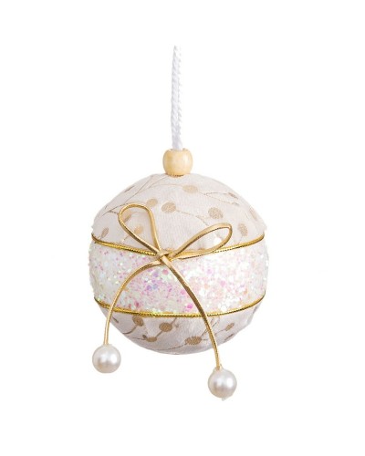 Kerstballen Wit Gouden Polyfoam Weefsel Lasso 8 x 8 x 8 cm (4 Stuks)