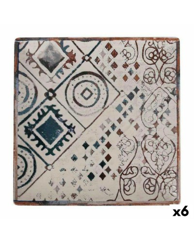 Piatto Piano Porcellana Grecia 24x24cm (Set 6) - La Mediterránea