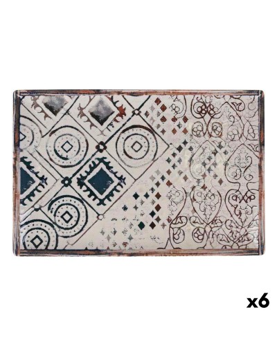 Teglia Rettangolare da Forno La Mediterránea Grecia in Porcellana (30 x 20 x 2,5 cm), Confezione da 6
