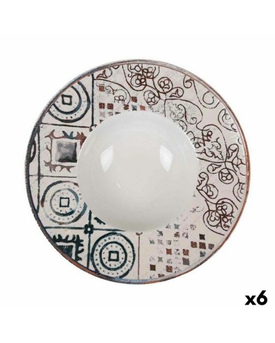 Platos Hondos La Mediterránea Grecia de Porcelana, 6 Unidades, Diámetro 28cm
