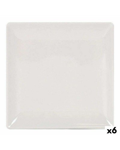 Platt skål La Mediterránea Elite Stengods Elfenben 21 x 21 x 2 cm (6 antal) (21 cm)